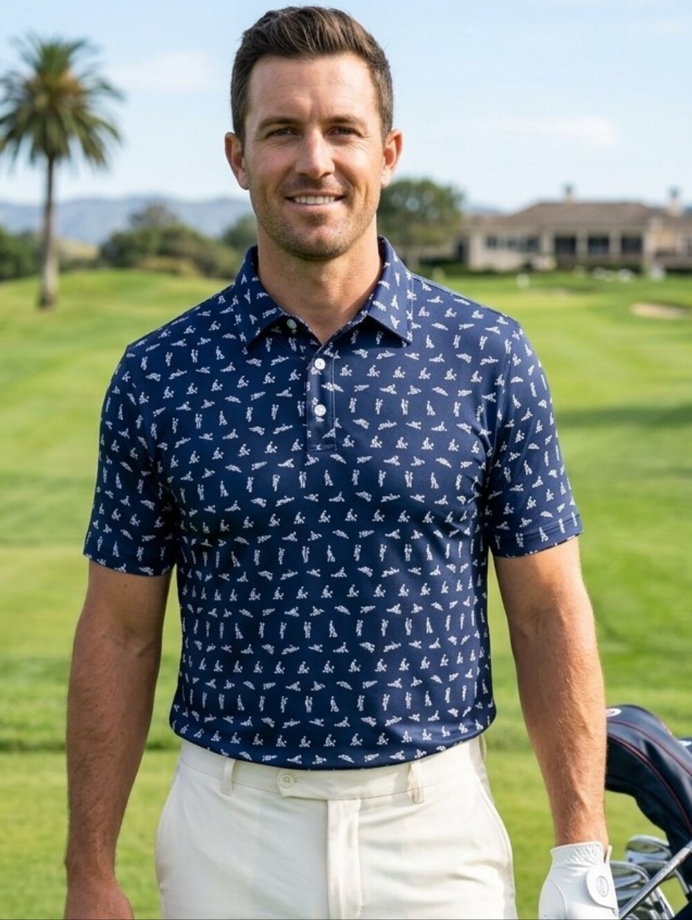 Sex-ed Print Golf Polo Navy Blue Size L